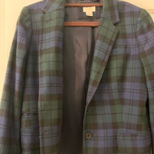 J. Crew Tartan Blazer in Navy and Forest